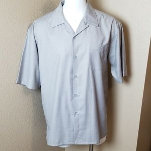 Vitali Gray Button Front Short Sleeve Shirt XL